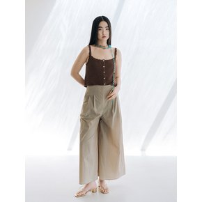 LINEN BLENDED CROCHET VEST_BROWN