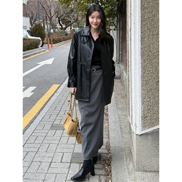 더블 스트랩 울 맥시 스커트_3COLORS