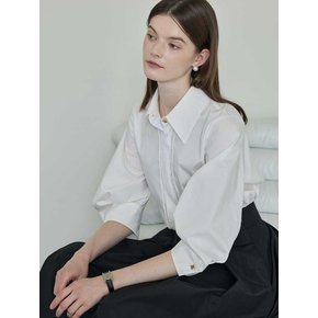 Pintuck Cotton Volume Sleeve Blouse_Ivory