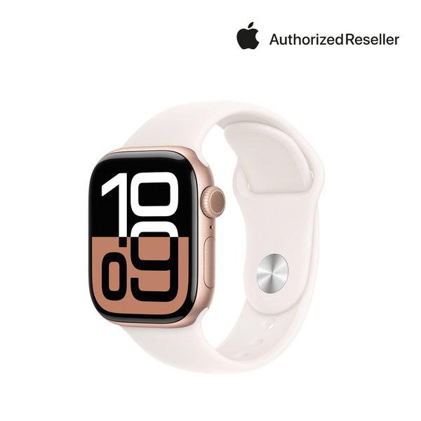 워치 10 셀룰러 42mm 로즈골드 알루미늄, 라이트 블러시 스포츠 밴드 (S/M) MWX93KH/A