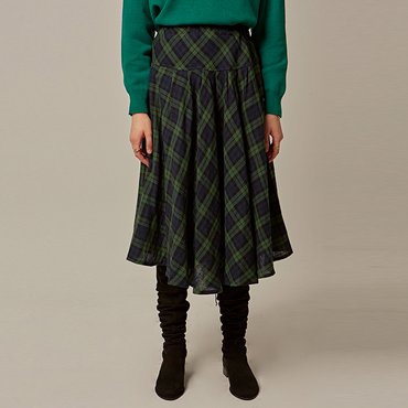 얀13 TARTAN BANDING FLARE SKT_GREEN