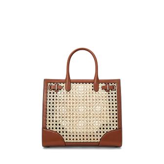 로렌 랄프 로렌 라탄 앤 레더 미디엄 데빈 토트백(WALRBAG0G620333101)