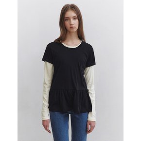 MINIMAL LAYERED FRILL TSHIRT_BLACK