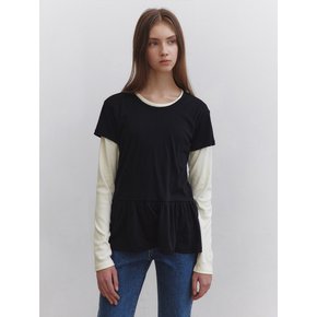MINIMAL LAYERED FRILL TSHIRT_BLACK