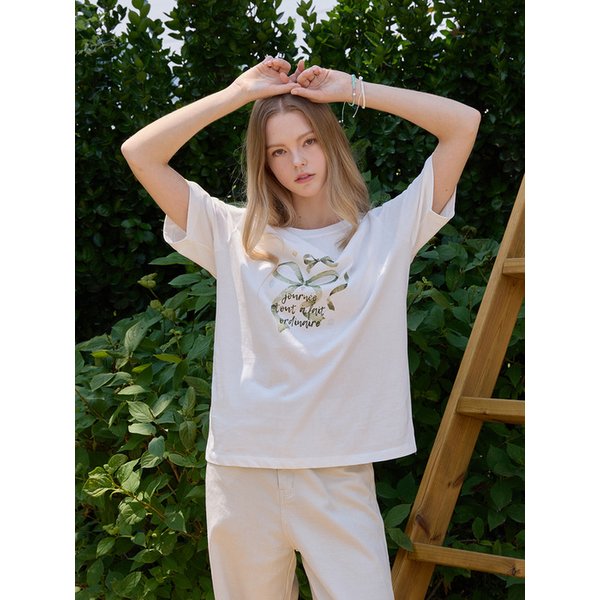 DOUBLE RIBBON POINT T-SHIRT IVORY