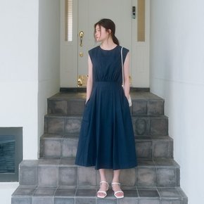 Line Flare Long Dress - Navy