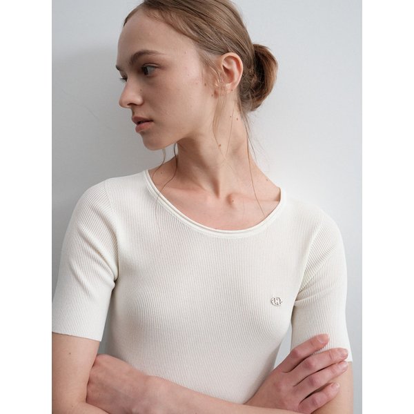 HALF SLEEVE SLIM KNIT TOP_NHKN5236