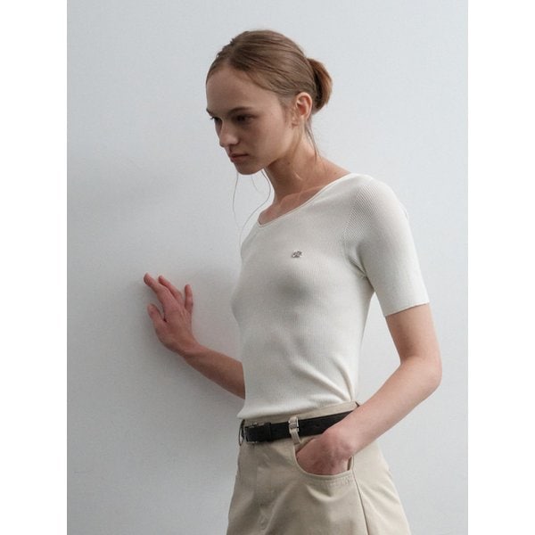 HALF SLEEVE SLIM KNIT TOP_NHKN5236