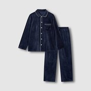 남 밍크 플리스 플랫 카라 파자마 세트 J215401117056