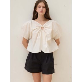 Posie O-ring Lantern Sleeve Blouse_Blush Ivory