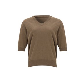 24SS Callaite U-Neck Cotton Blended Top - Sepia