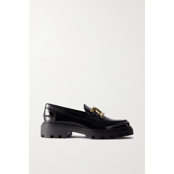 곰마 페산테 장식 글로스 가죽 로퍼 블랙