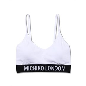 WIDE LOGO HOOKLESS BRA TOP WHITE