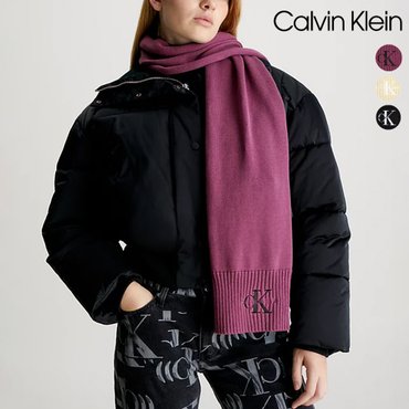 Calvin Klein 캘빈클라인 목도리 코튼 로고 머플러 블랙 아이보리 아마란스 남녀공용 스카프