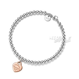 TIFFANY&CO 티파니앤코 하트 태그 비드 팔찌 4mm 실버 & 로즈골드 TIFFANY HEART TAG BEAD BRACELET IN STER