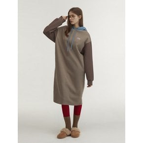 Hoodie Long Jersey Dress_Chocolate