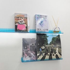아크릴 무타공 선반 벽책꽂이 투명블루 50x100mm A100 북선반 매거진랙 책선반 아크릴꽂이
