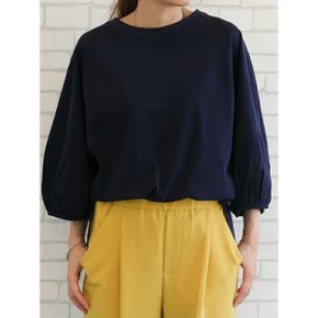 심플 라운드넥 루즈핏 7부소매 벌룬 티셔츠_P359850937
