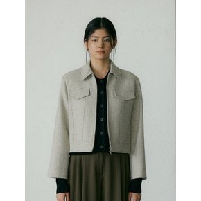 TWEED ZIPUP JACKET - Beige