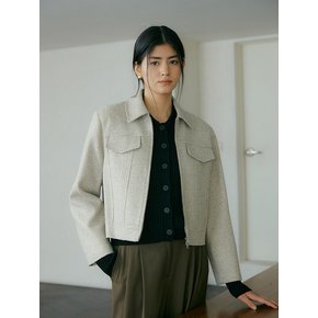 TWEED ZIPUP JACKET - Beige