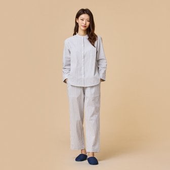 JAJU 여 BETTER_코튼 스트레치 차이나카라 10부 파자마 세트(IVORY / LIGHT BLUE / DARK NAVY / LIGHT PINK)