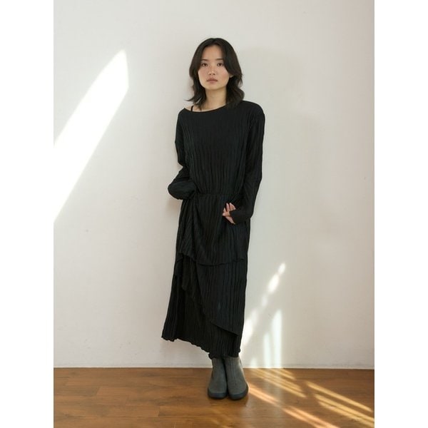 Pleats Layered Dress_Black