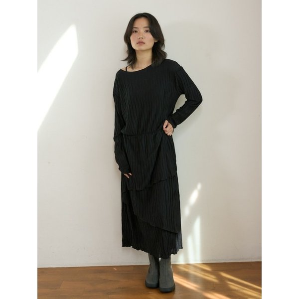 Pleats Layered Dress_Black