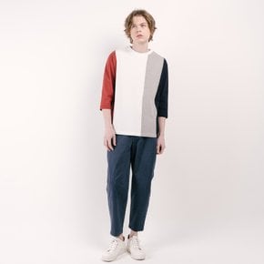 4컬러믹스 면분할 7부 라운드티셔츠 CXS25SKRT306 RED