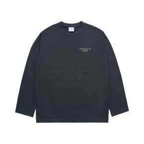 BASIC LOGO NEEDLEWORK LONG SLEEVE T-SHIRT CHARCOAL 베이직니들워크 긴팔 차콜 LSLBAN-CHA