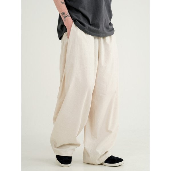 턴 다잉 라이크린넨 밴딩팬츠 크림그레이 JNLP7717