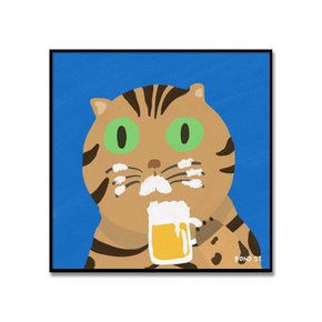 작가 Bond St._나는 절대 안취했다는 고양이_70x70 원목액자