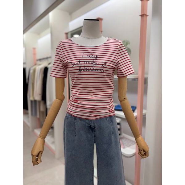 [여주점] 여성 스트라이프 자수 티셔츠(ITQ5WTS720)