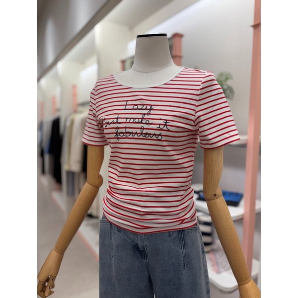 [여주점] 여성 스트라이프 자수 티셔츠(ITQ5WTS720)
