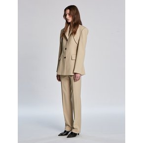 BOLERO DETACHABLE WOOL JACKET (BEIGE)