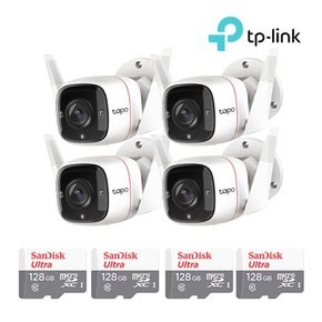 TC65+128GB SD카드 4팩 실외용 CCTV 4세트 홈캠 세트