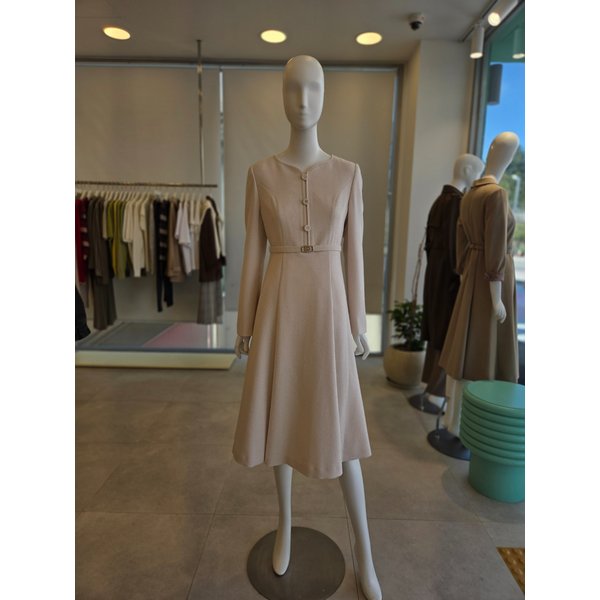 [여주점] [더 아이잗] 여성 버튼 벨티드 트위드 원피스 (IRAA0OP021)