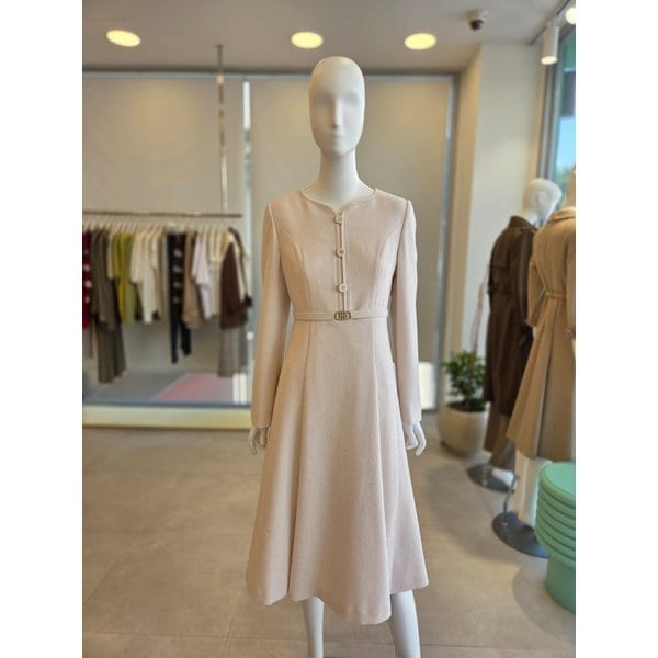 [여주점] [더 아이잗] 여성 버튼 벨티드 트위드 원피스 (IRAA0OP021)