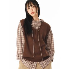 LACE UP KNIT VEST (BROWN)