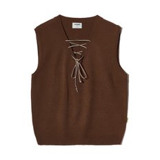 LACE UP KNIT VEST (BROWN)