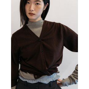 SIGNATURE WOOL BASIC CARDIGAN_DARK BROWN