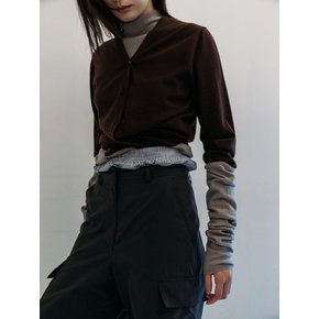 SIGNATURE WOOL BASIC CARDIGAN_DARK BROWN