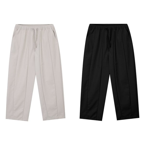 남자 절개 세미 벌룬 와이드 밴딩 팬츠 OZ-PTA-Q019-블랙