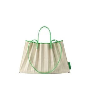 Lucky Pleats Canvas Leaf Shopper L Permanent Green