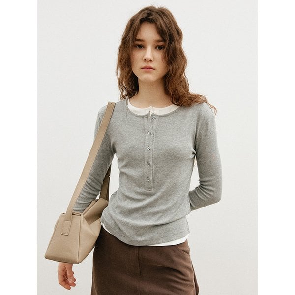 헨리넥 긴팔 티셔츠_MELANGE GREY