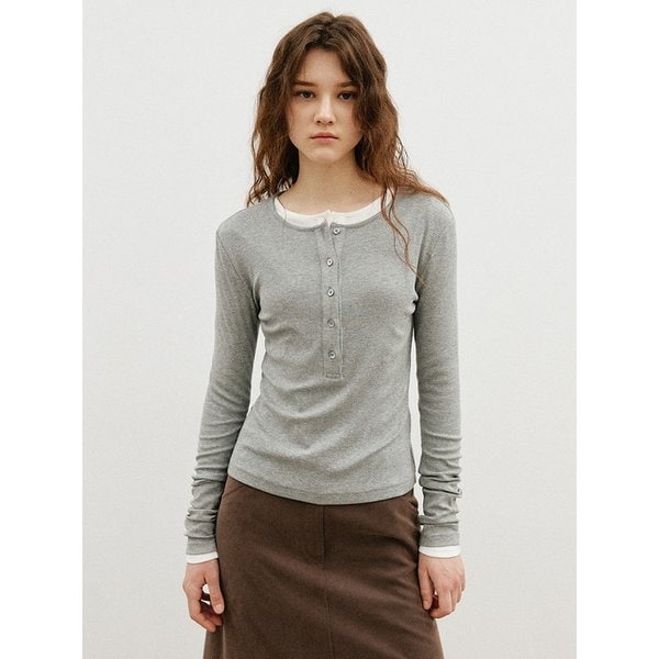 헨리넥 긴팔 티셔츠_MELANGE GREY