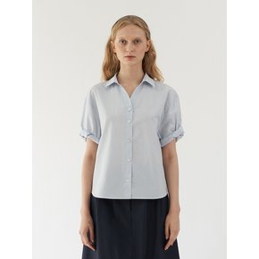 Roll-up cotton shirt ( Cloudy blue )