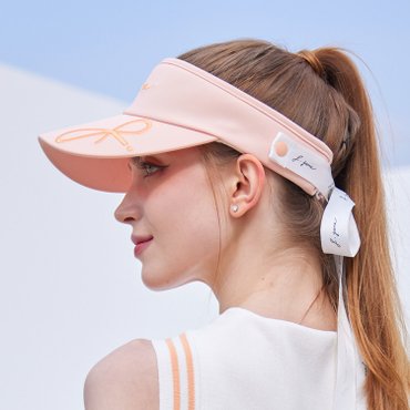제이제인 여성 골프웨어 제이제인 로고 리본 썬캡 (Peach)
