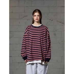 JERRY STRIPE OVERFIT LONG SLEEVE T-SHIRT - NAVY