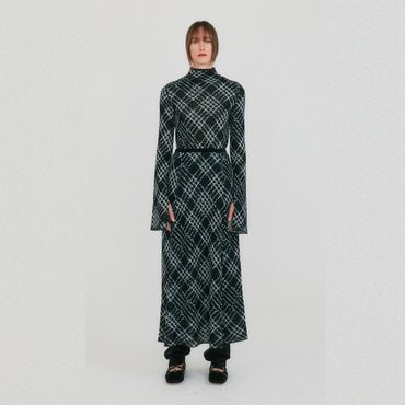 EENK ZOLLINE Check Pattern Knit Skirt - Black Multi
