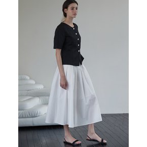 Tuck pleats long skirt - White